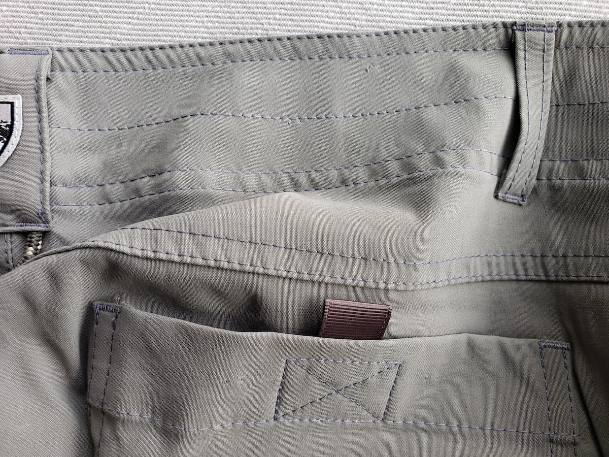 There are Velcro pockets on the seat of the pants.