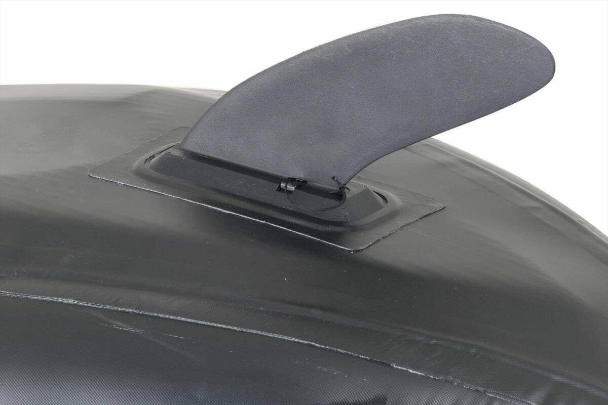 Large removable rear center skeg on the FastTrack inflatable kayaks.