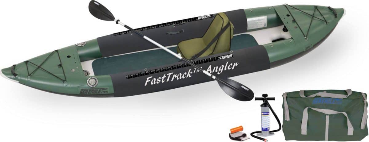Sea Eagle 385fta FastTrack Angler Inflatable Kayak Deluxe Solo Fishing Package, Model 385FTAK_DS.
