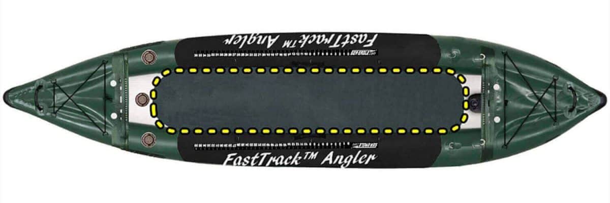 The Sea Eagle 385fta FastTrack Angler inflatable kayak has a non-slip EVA foam proactive floor pad.