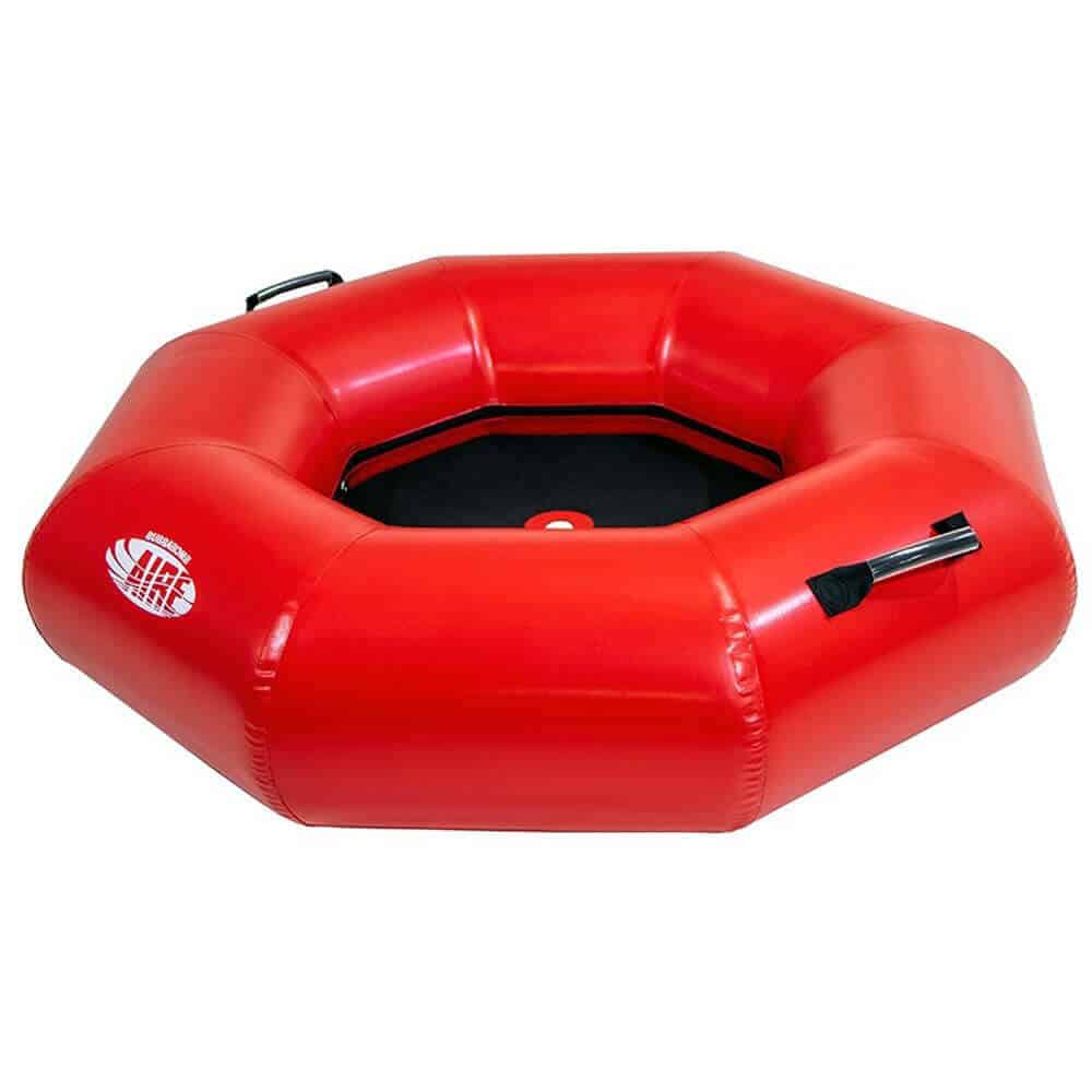 The side view of an AIRE Bubbabomb inflatable river tube. The best commercial river tubes for plus-size adults.