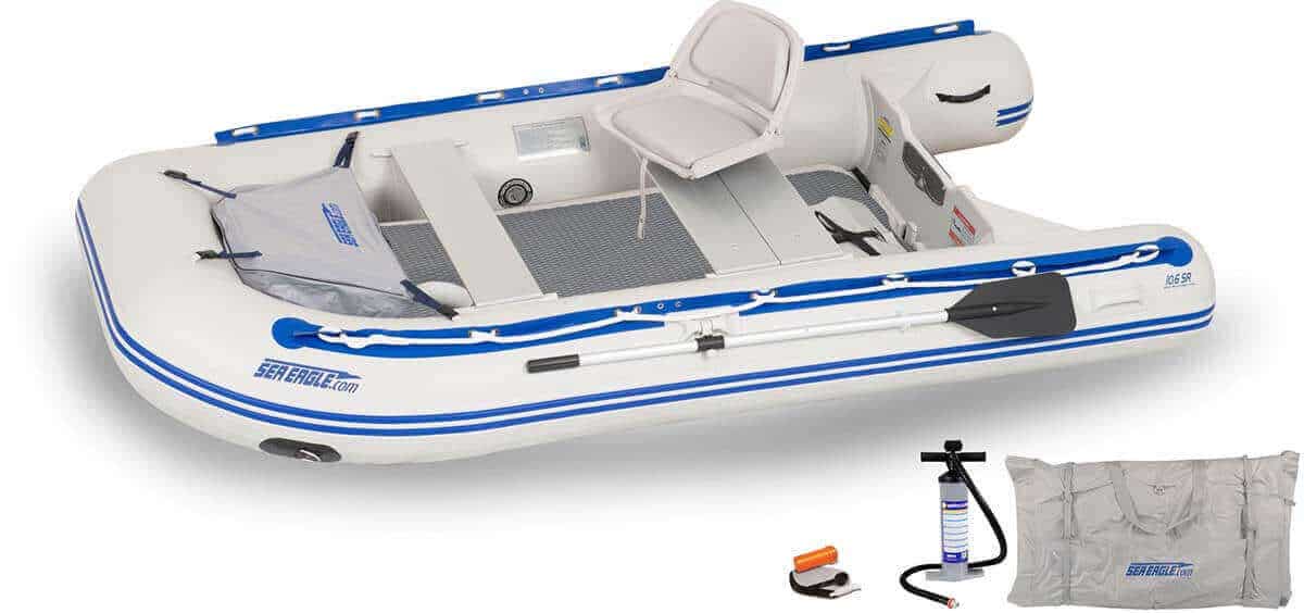 The 106SRDK_SW Sea Eagle 10’6″ Sport Runabout Inflatable Boat - Drop Stitch Swivel Seat Package.