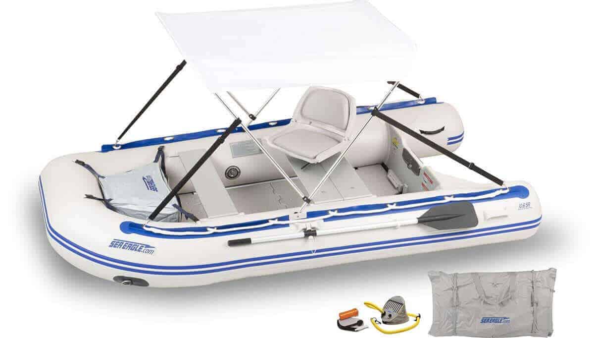 The 106SRK_SWC Sea Eagle 10’6″ Sport Runabout Inflatable Boat - Swivel Seat & Canopy Package.