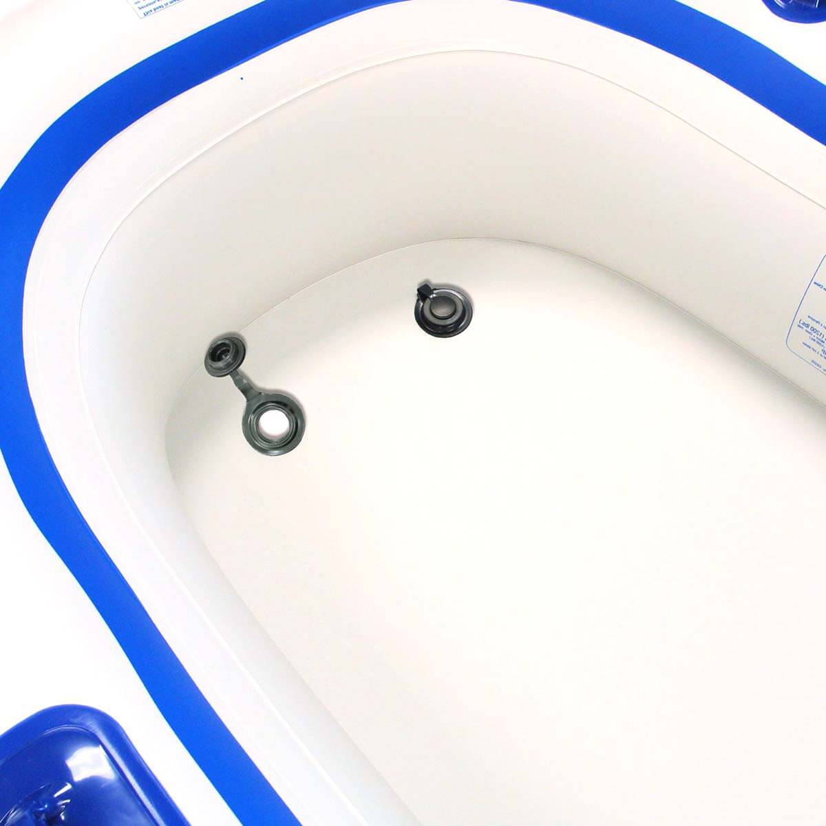 The Sea Eagle SE 9 has two easy to open and shut floor drains.