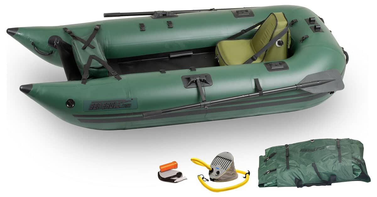 The Sea Eagle 285 Frameless Pontoon Boat Inflatable Fishing Boat, Model Number 285FPBK_D.