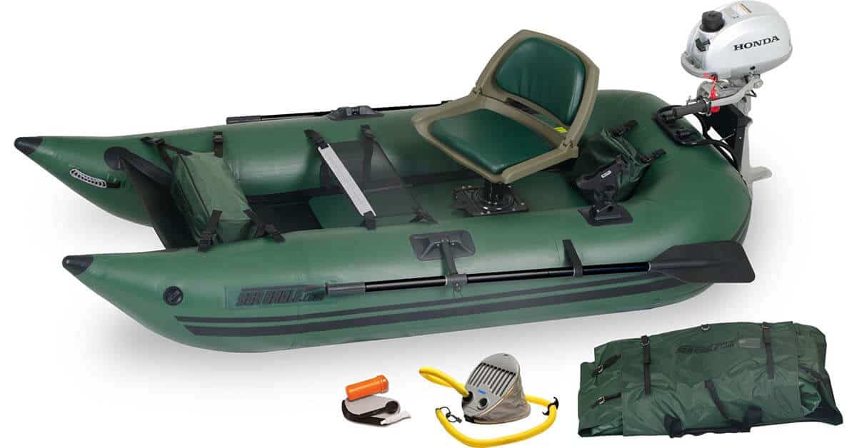 The Sea Eagle 285 Frameless Pontoon Boat Inflatable Fishing Boat, Model Number 285FPBK_HM.