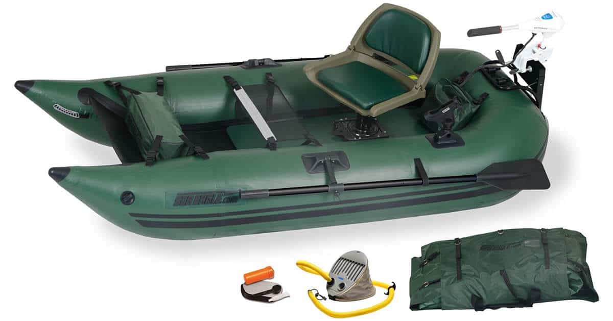 The Sea Eagle 285 Frameless Pontoon Boat Inflatable Fishing Boat, Model Number 285FPBK_WSM.