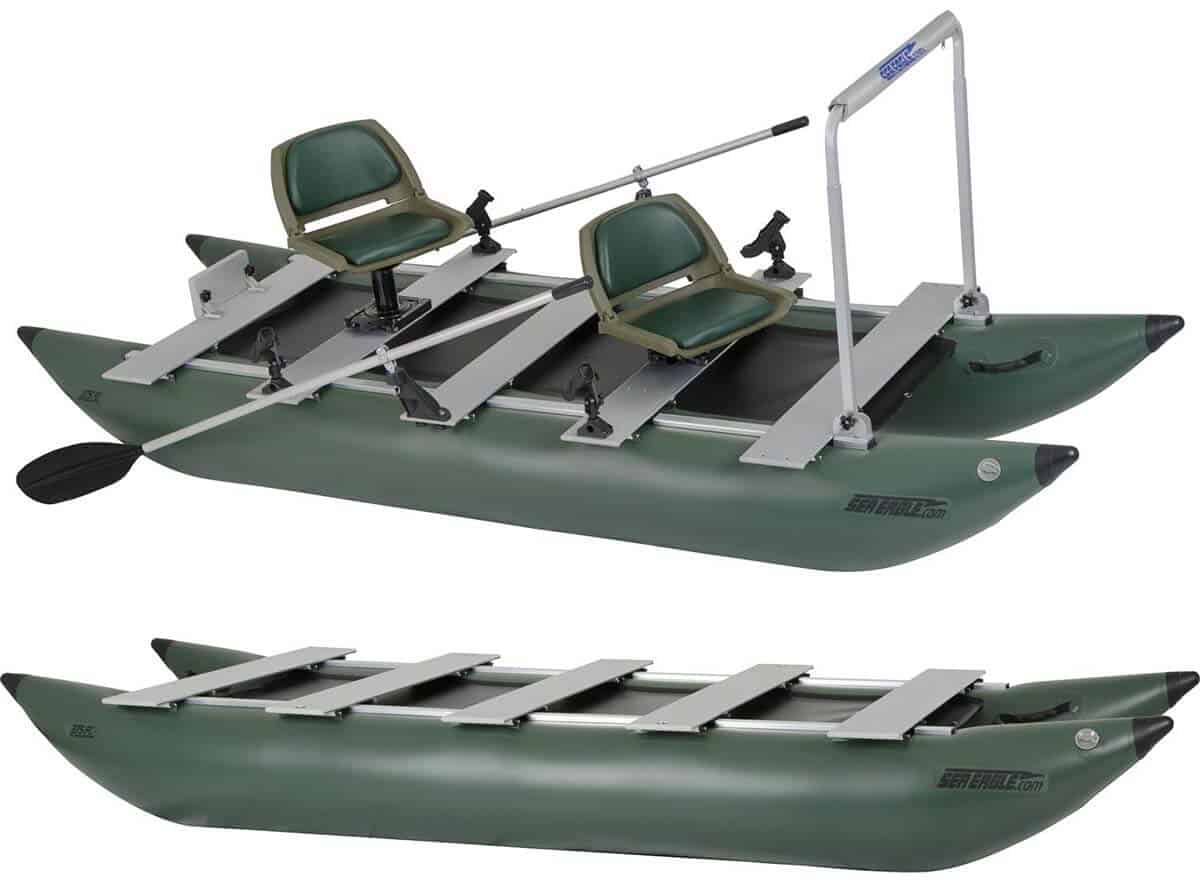 The 375fc FoldCat Inflatable Pontoon Boat can be customized with any number of accessories.
