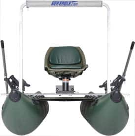 The front view of a Sea Eagle 375fc FoldCat Inflatable Fishing Boat.