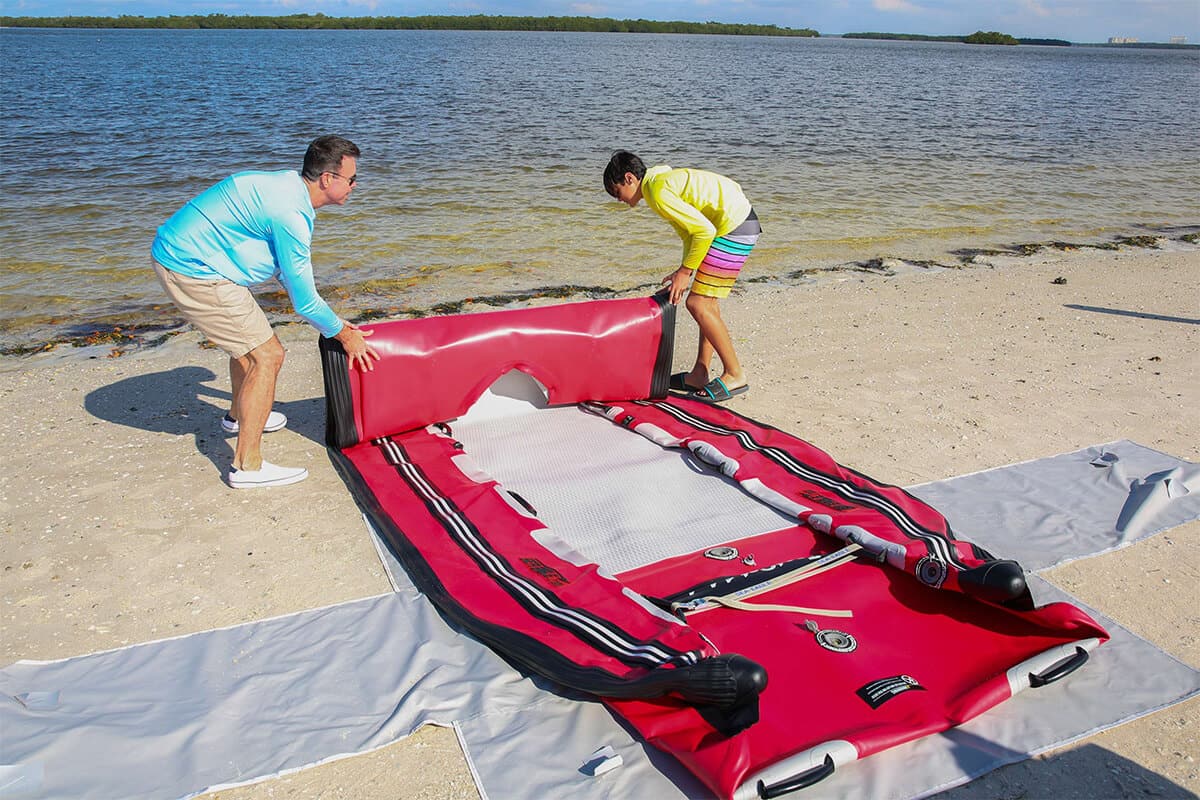 The Sea Eagle FastCat14 Catamaran Inflatable Boat can be set up in 30 mins.