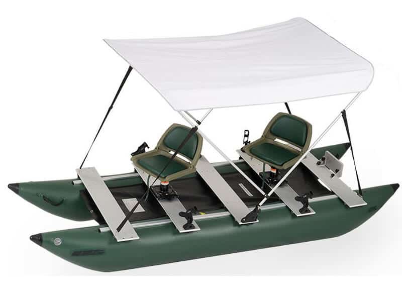 The canopy for a Sea Eagle 375fc FoldCat Inflatable Fishing Boat.
