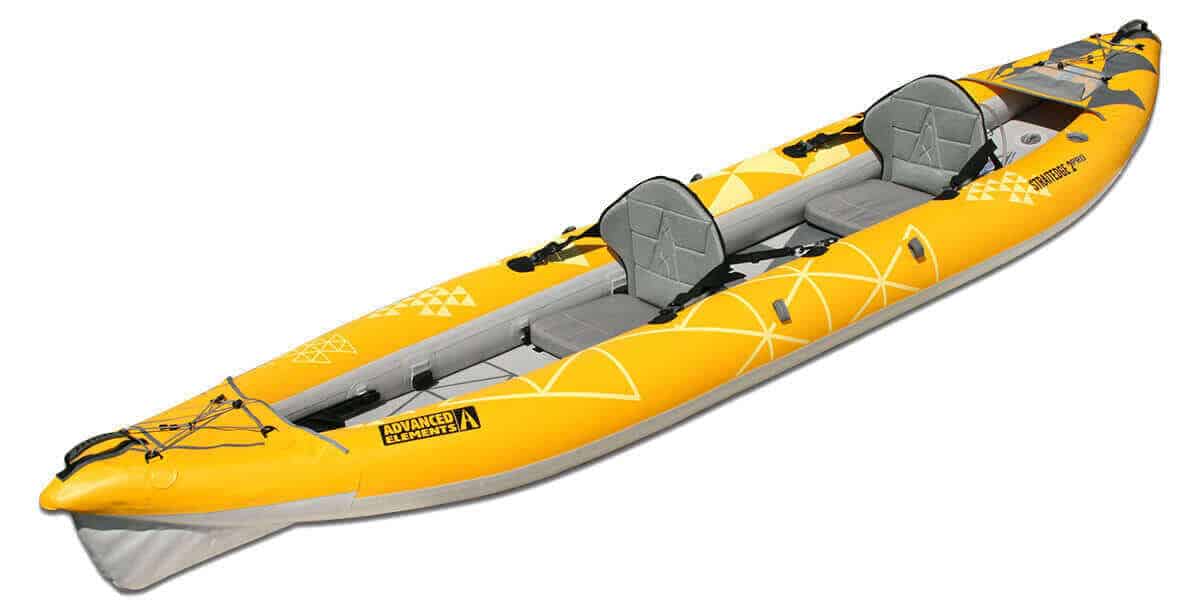 Side view of the Advanced Elements StraitEdge2 Pro Inflatable Kayak, Model Number AE3027-Y-P.
