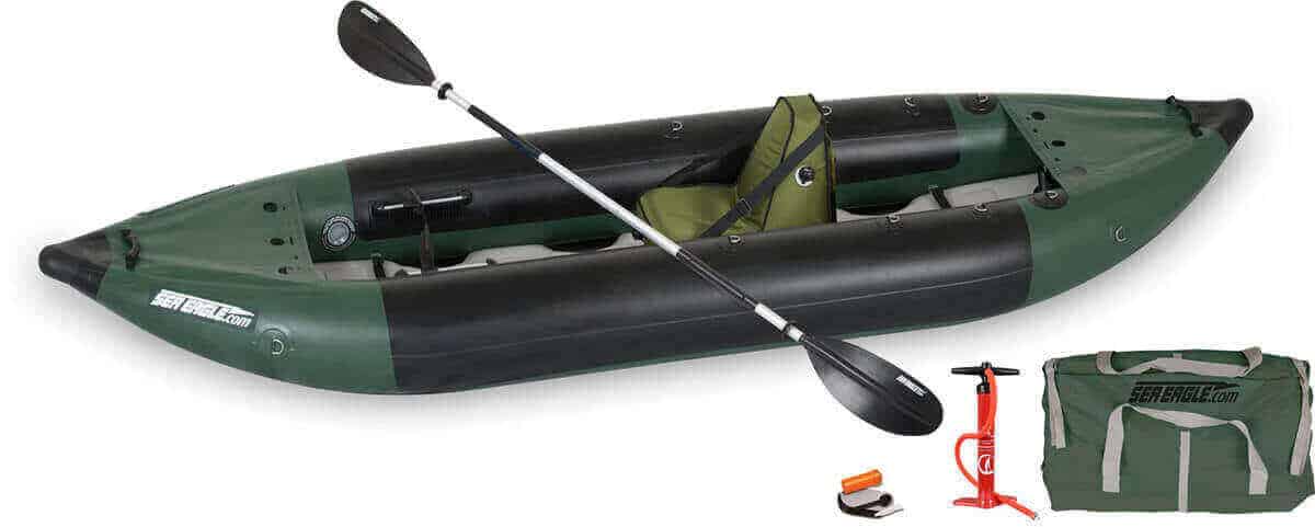 Sea Eagle 350fx Fishing Explorer Inflatable Kayak Deluxe Solo Package, Model Number 350FXK_DS.