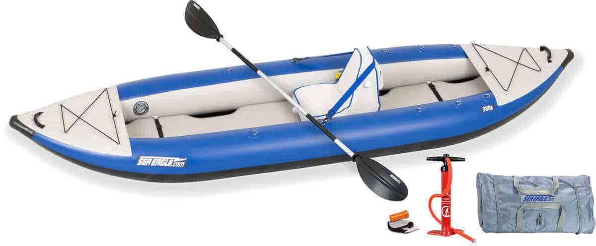 Sea Eagle 380x Explorer Inflatable Kayak Deluxe Solo Package, Model Number 380XK_DS.