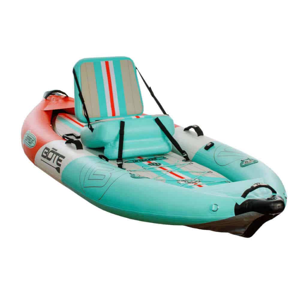 Front view of the BOTE Zeppelin Aero 10′ Classic Seafoam Inflatable Kayak.