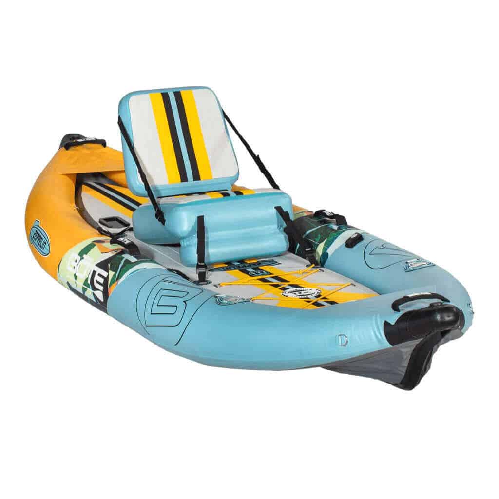 Front view of the BOTE Zeppelin Aero 10′ Native Paradise inflatable kayak.