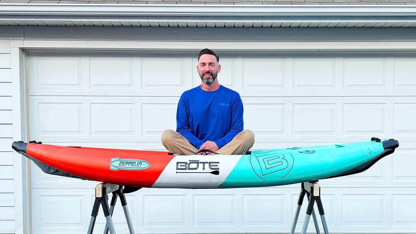 The BOTE Zeppelin Aero 10 is rigidity test. It is strong enough to support a 180 pound man while the kayak is supported by only two saw horses.