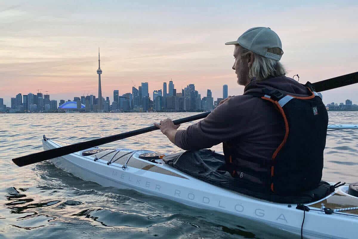 Melker's Pelle Stafshede paddling a Rodloga kayak in Toronto Canada.