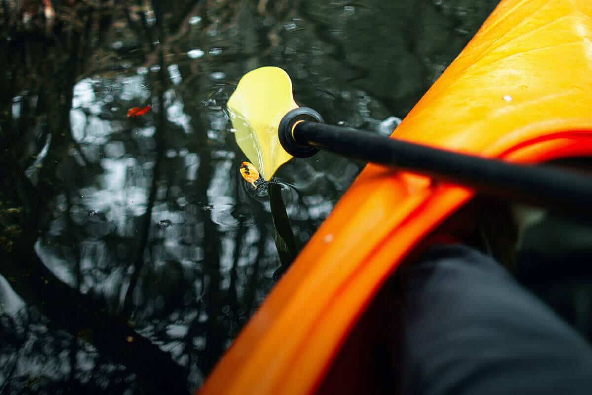 Kayaking in quick dry, moisture-wicking pants.